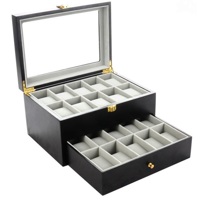 Buy 20 slots Glass Lid Multi Tier Watch Storage Boxes Online