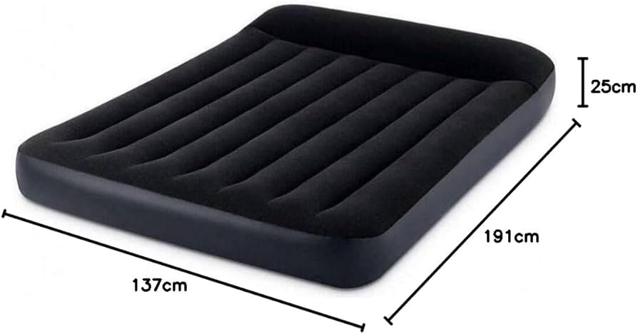 INTEX Fiber Tech Dura Beam Queen Size Black Head Rest Air Bed with Electric Pump