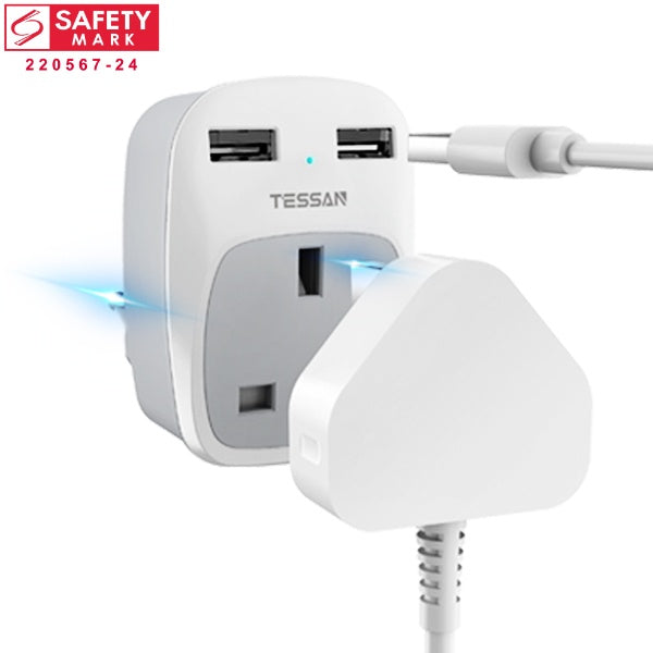 SG Safety Mark - TESSAN Travel Adapter with 2 USB Port