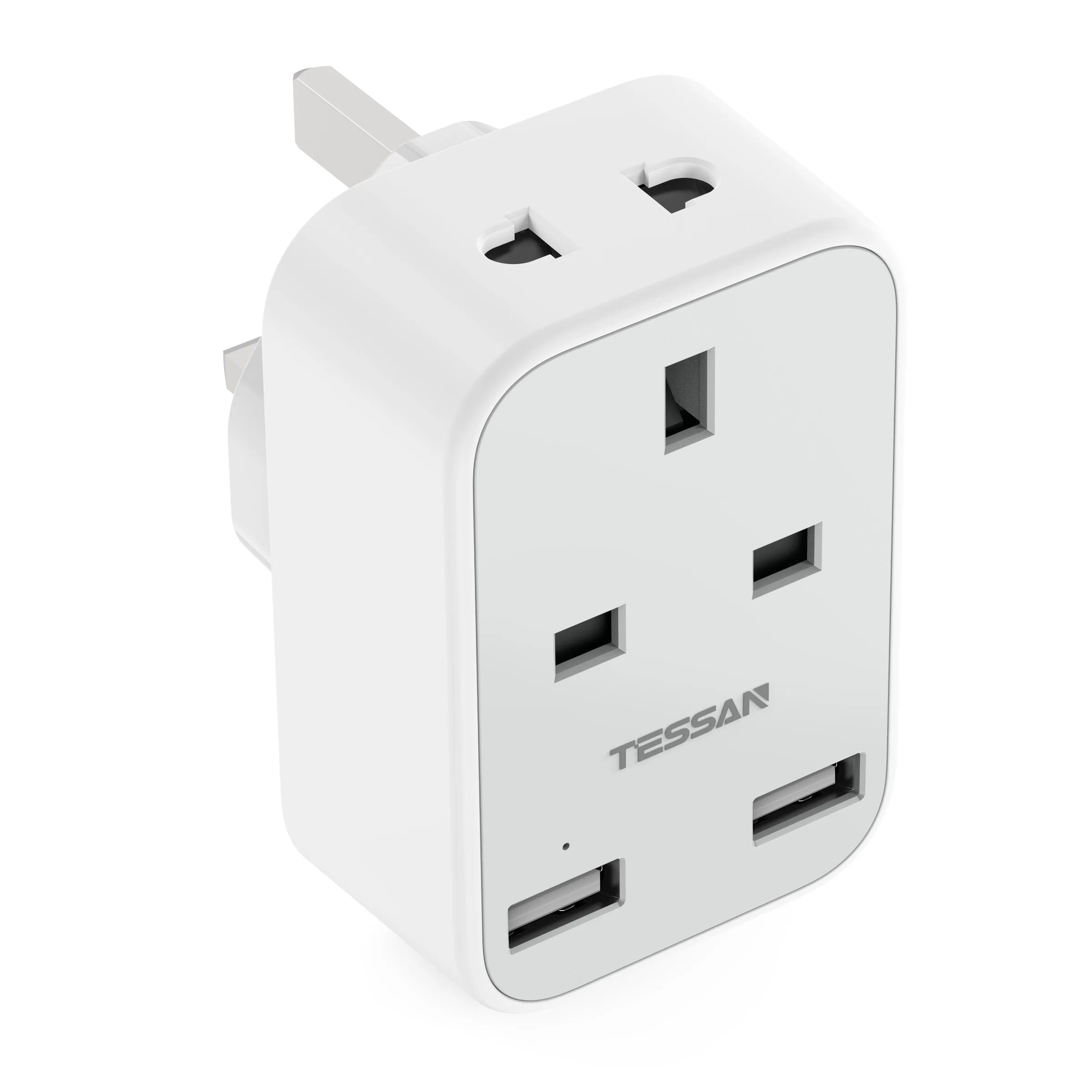 TESSAN 4 in 1 2 Gangs Outlet Wall Socket Multi Plug EU UK Plug + 2 USB A / TS263