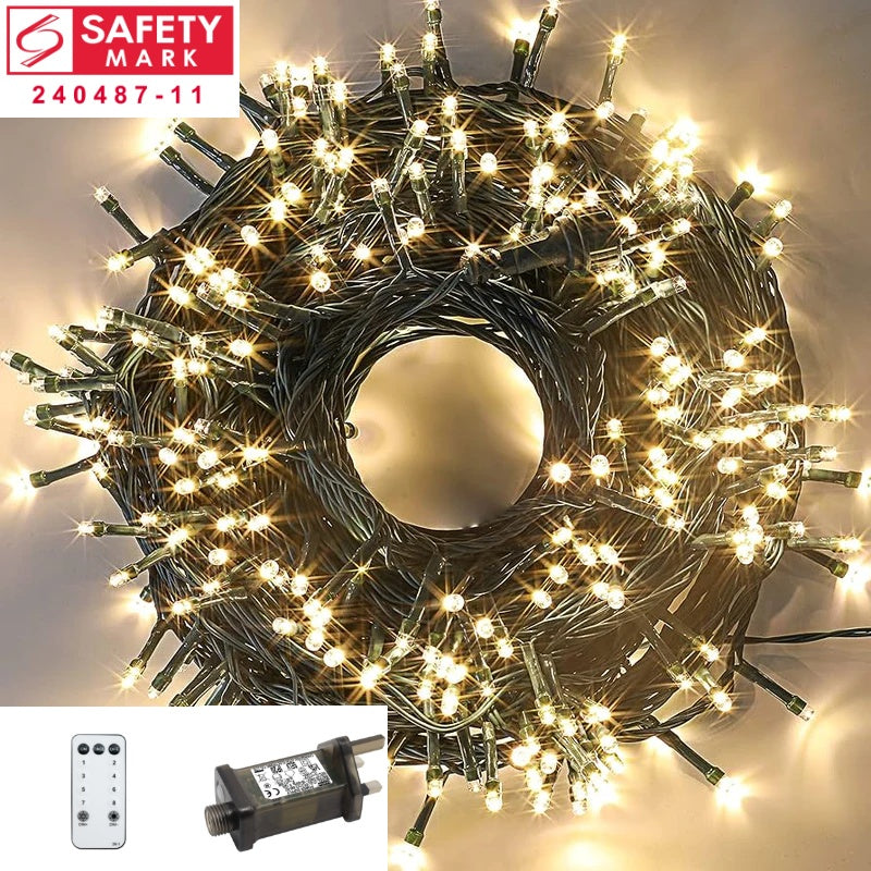 PREORDER - SG Safety Mark 31V 20 Meter 200 Led Dark Green String Fairy Light , Warm