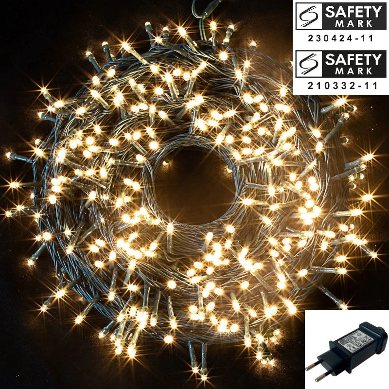 PREORDER - SG Safety Mark 31V 20 Meter 200 Led Dark Green String Fairy Light , Warm