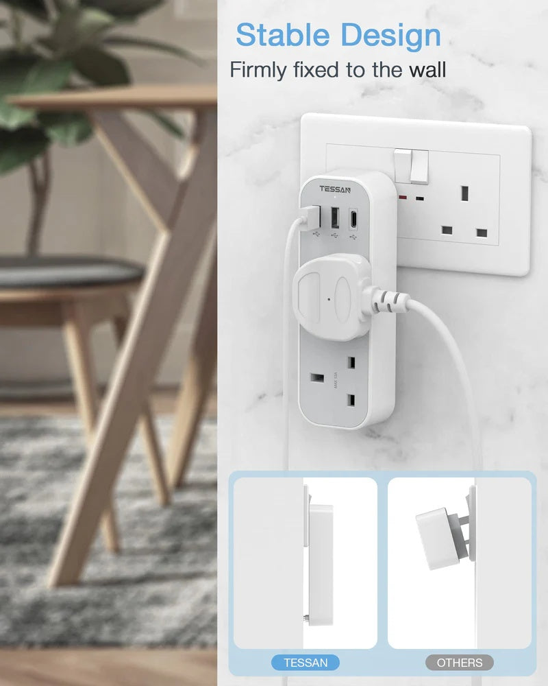 SG Safety Mark - TESSAN Multi Double Plug with 2 USB and 1 C Port