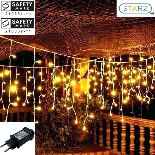 SG Safety Mark - 31V 5 Meters 216 Led icicle Fairy Curtain Light , Warm