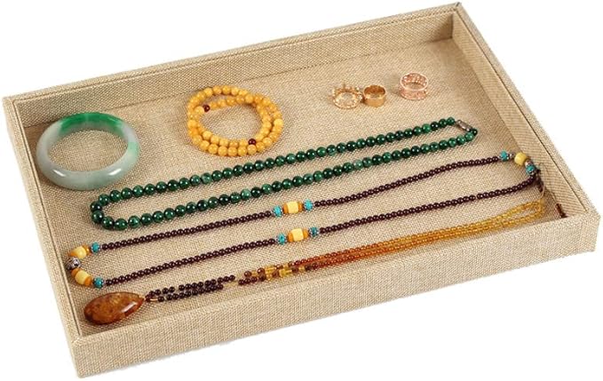 Empty Linen Jewelry Organizer Display Tray