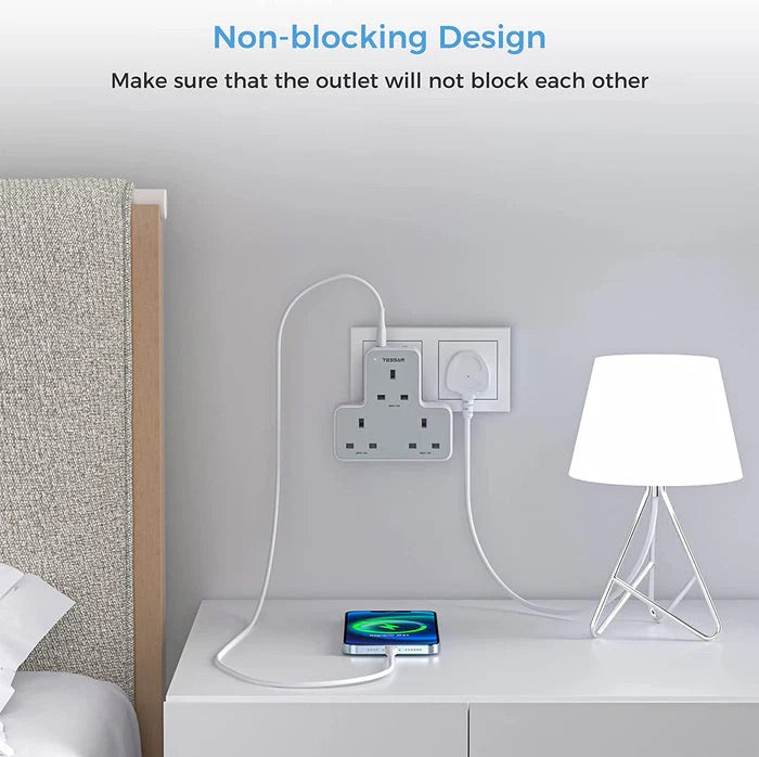 Pre-Order TESSAN 6 in 1 Portable Sockets with 3AC + 3 USB A Ports / TS226