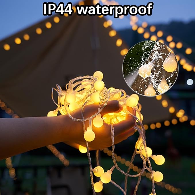 Outdoor Solar Powered 10 Meters 100 Crystal Ball Led Fairy String Lights , Warm