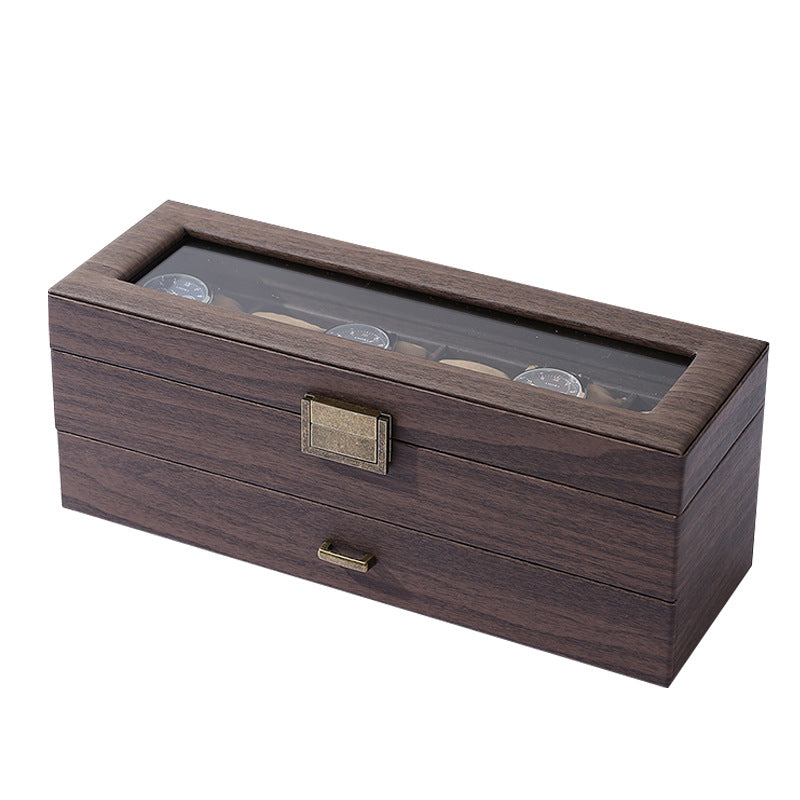 6 Slots PU Grain Soft Jewelry, Spectacles and Watch Storage Box