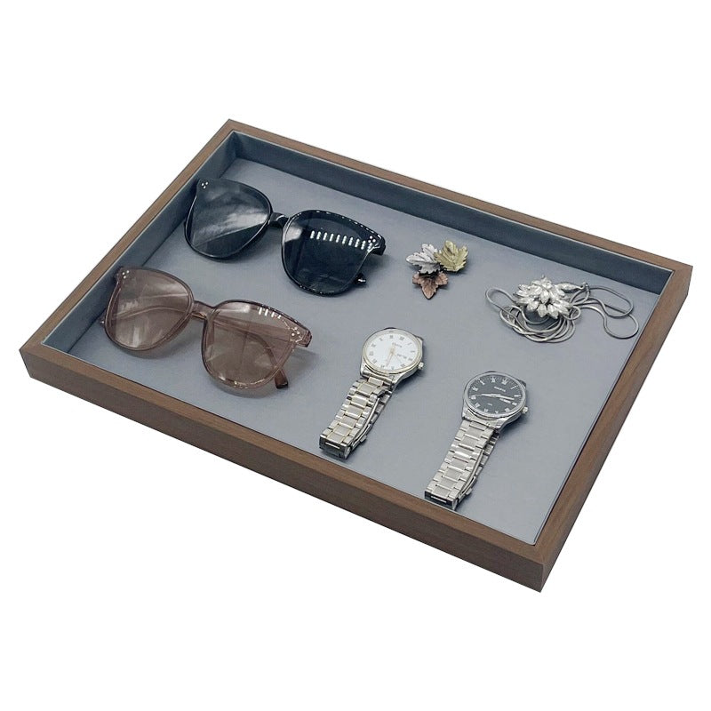 [ STARZ ] Empty Wooden Jewelry Watch Display Tray Brushed Grey PU