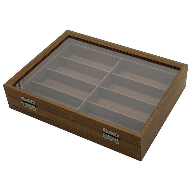 8 Slots Wooden Spectacles Display Storage Box inner Brown