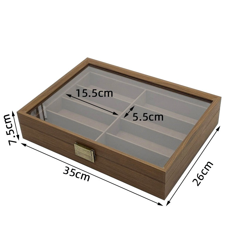 8 Slots Wooden Spectacles Display Storage Box inner Brown