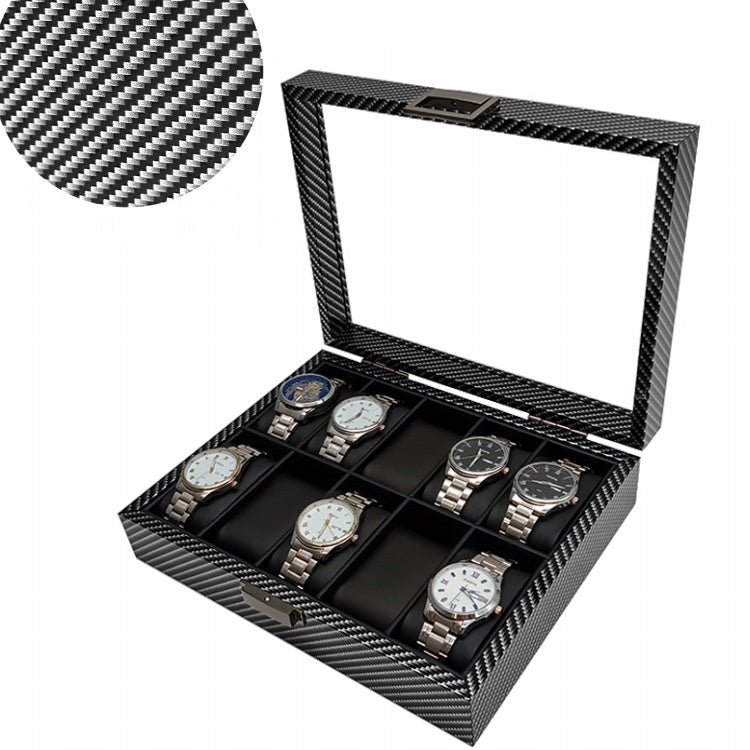 10 Slot Carbon Print Wooden Watch Box