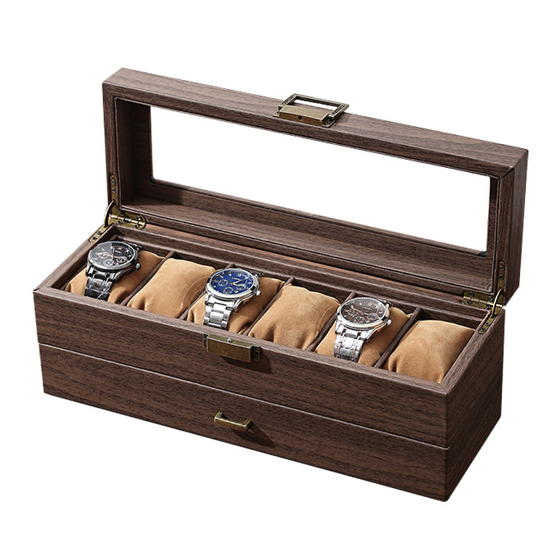 6 Slots PU Grain Soft Jewelry, Spectacles and Watch Storage Box