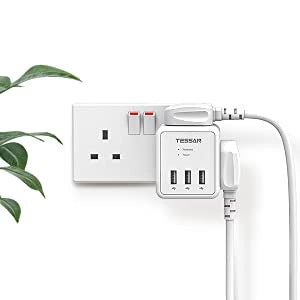 SG Safety Mark TESSAN 5 in 1 Cube Wall Plug Extension 3 AC sockets + 3 USB A Ports / TS224