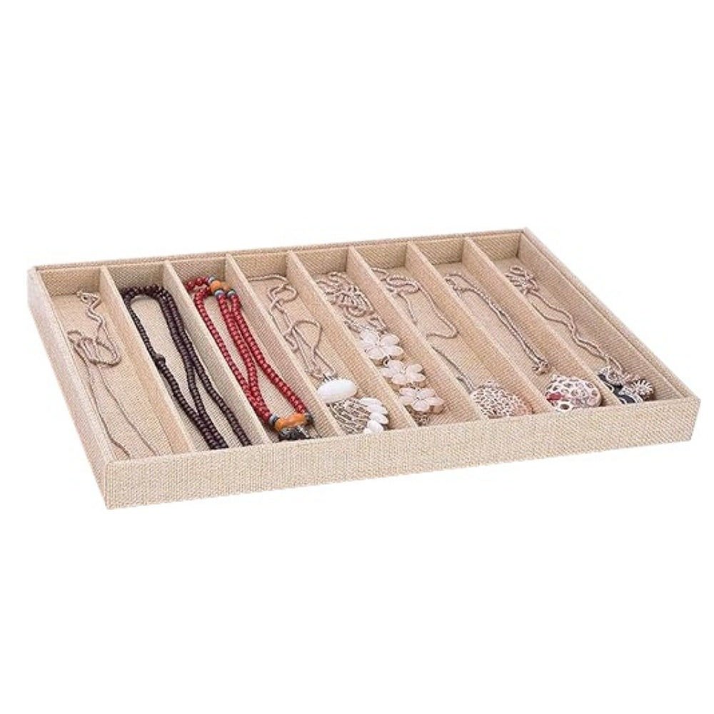 [ STARZ ] 8 Lines Linen Jewelry Display Tray