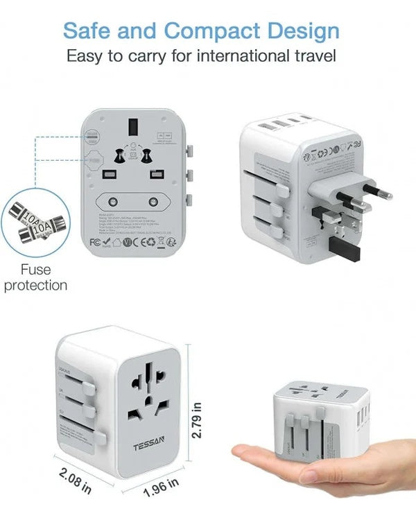 TESSAN Universal Travel Plug 28W, international Power Adapter with 2 USB , 3 USB C Port / 633FV