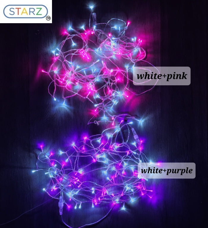 [ STARZ ] Outdoor Solar Powered 10 Meter 100 Led String Light, White + Purple. Sunlight + USB charge + Remote Control