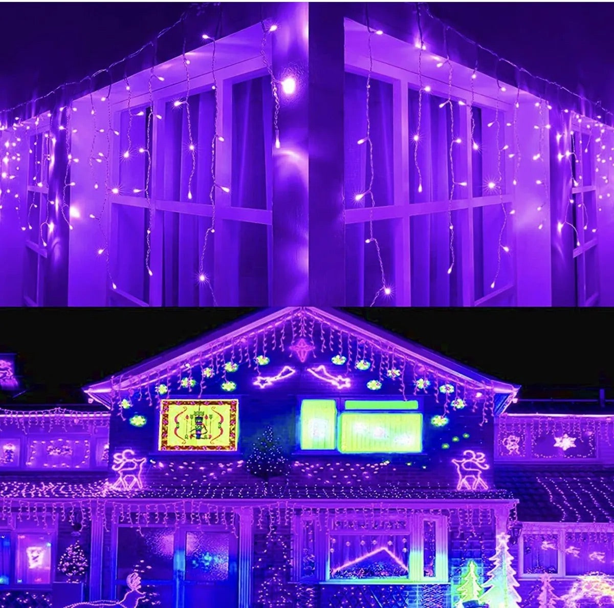 SG Safety Mark - 31V 6 Meters Width 100 Led icicle Led Fairy Curtain Light, Purple