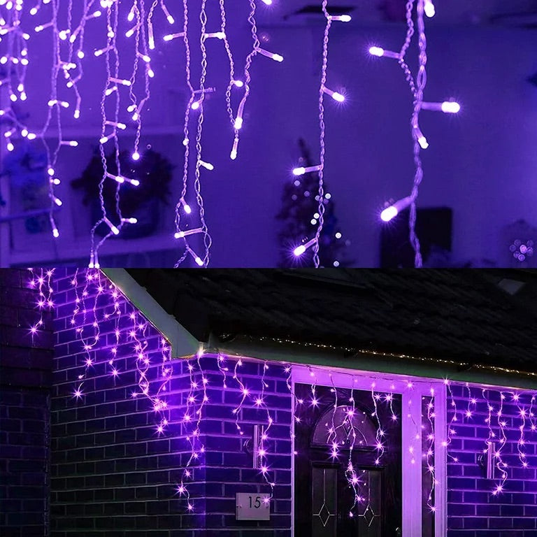 SG Safety Mark - 31V 6 Meters Width 100 Led icicle Led Fairy Curtain Light, Purple