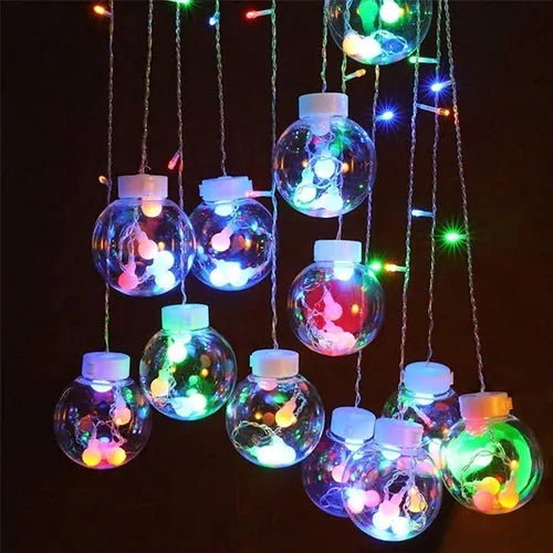 SG Safety Mark - 31V 3.5M Width Wishing Balls Curtain Led Fairy icicle Lights, Multi