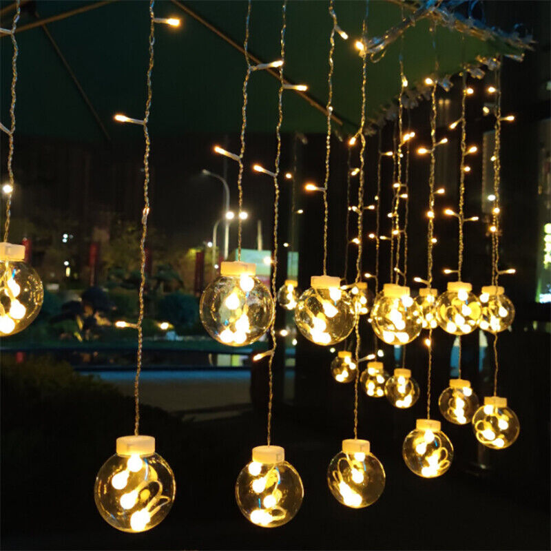 SG Safety Mark - 31V 3.5M Width Wishing Balls icicle Led Fairy Curtain Light, Warm