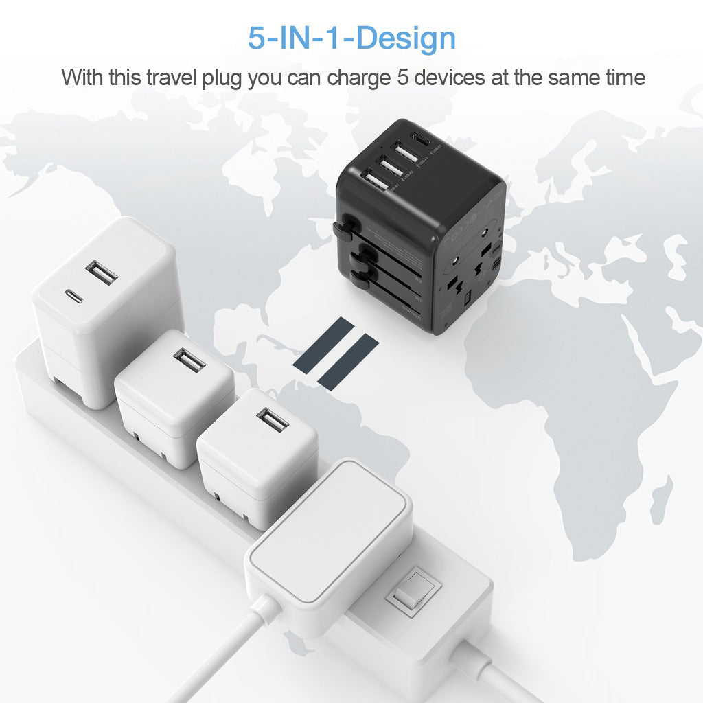 TESSAN Universal Travel Plug 17W, international Power Adapter with 3 USB Port , 1 Type C / 633FC