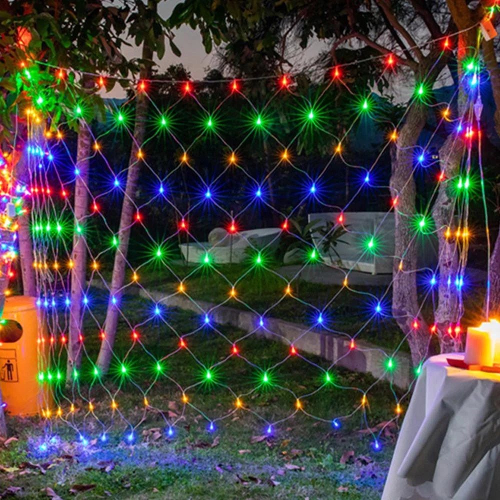 8 Modes Memory - 3 Meter x 3 Meter Led Fairy Curtain Net Light , Multi