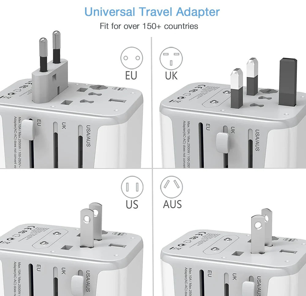 TESSAN Universal Travel Plug 17W, international Power Adapter with 3 USB Port , 1 Type C / 633FC