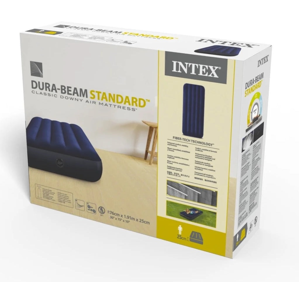 INTEX Fiber Tech Dura Beam Single Size BLUE with Electric Pump