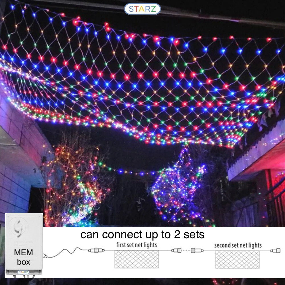 8 Modes Memory - 3 Meter x 3 Meter Led Fairy Curtain Net Light , Multi