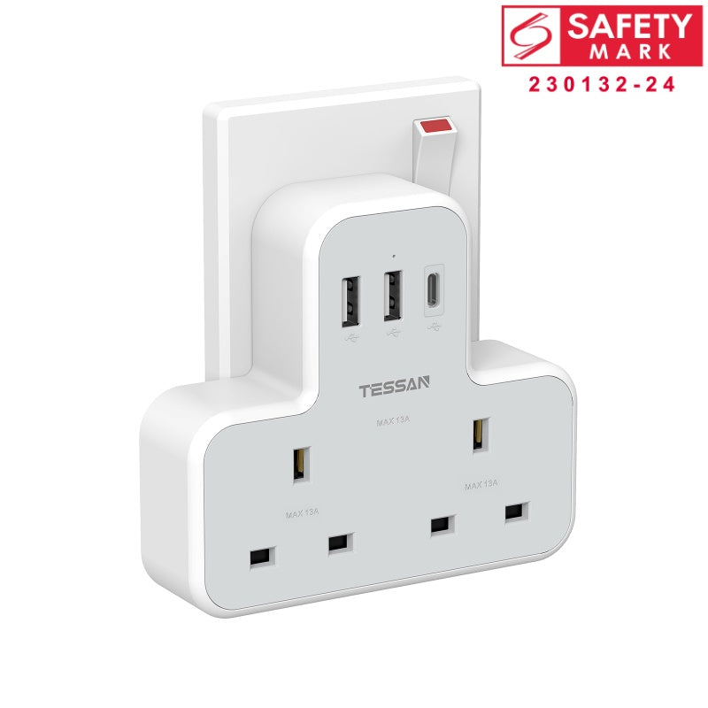 SG Safety Mark - TESSAN 5 in 1 Portable Sockets with USB Ports