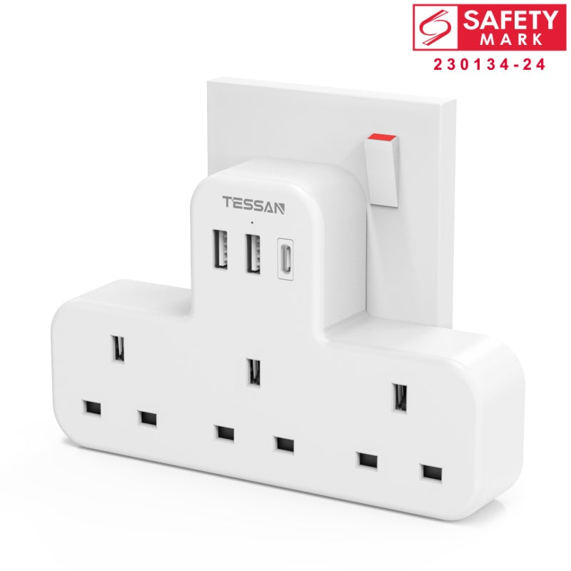 SG Safety Mark - TESSAN 6 in 1 Portable Sockets with USB Ports