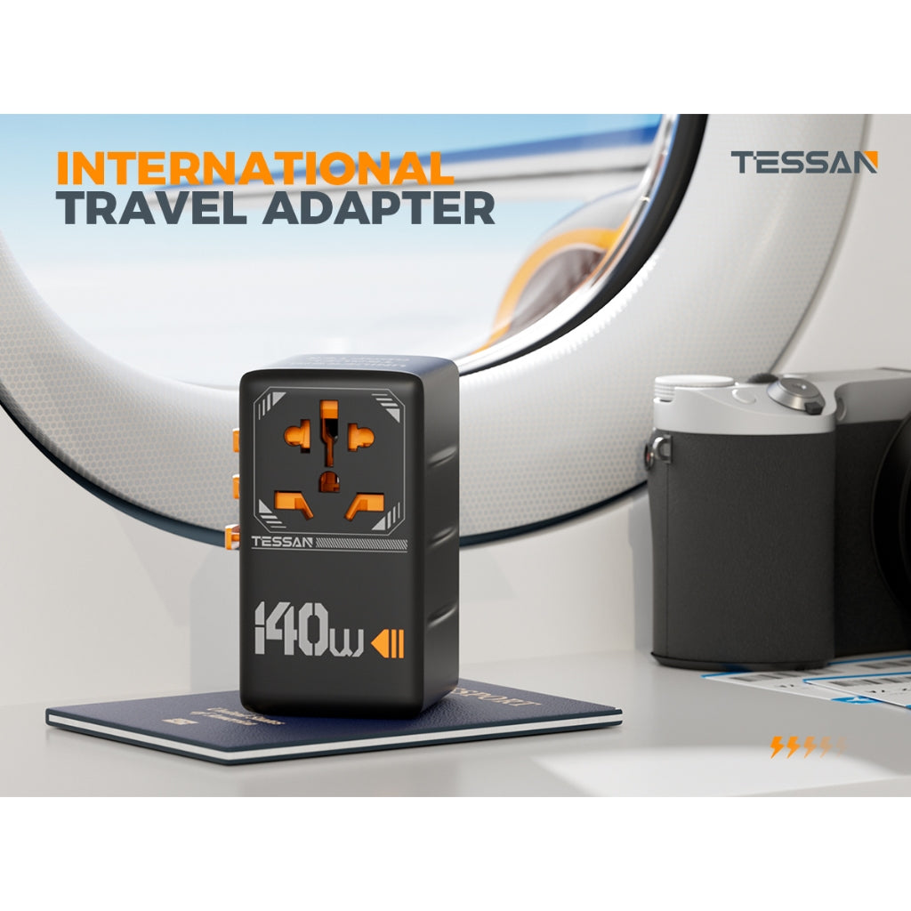 TESSAN International 140W GaN Plug Adaptor with 3 USB C and 1 USB A Charging Ports / WTA05