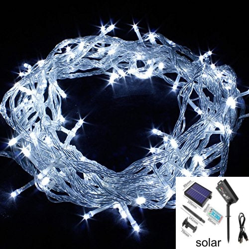 Outdoor Solar Powered 10 Meter 100 Led Fairy String Light, White