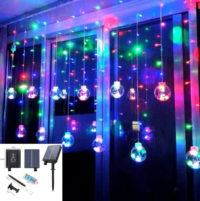 [ STARZ ] Outdoor Solar Powered 3.5M Width icicle Wishing Balls , Multi Color. Sunlight + USB charge + Remote Control