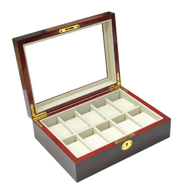 10 Slots Dark Rose Wooden Watch Box