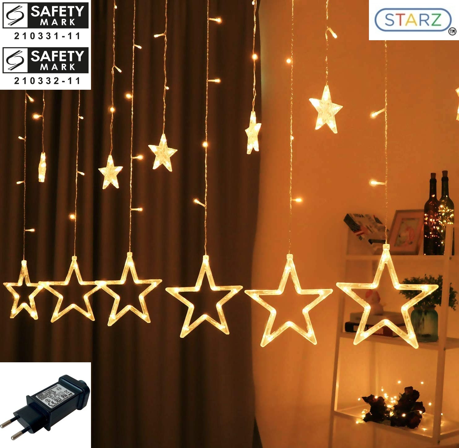 safety mark fairy curtain stars lights Singapore starzdeals