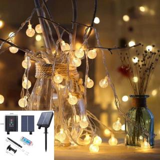 Outdoor Solar Powered 10 Meters 100 Crystal Ball Led Fairy String Lights , Warm