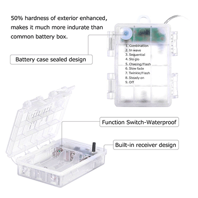 10 Meters 100 Led Battery Operated Copper Wire with 8 Modes + Remote Control, Multi.