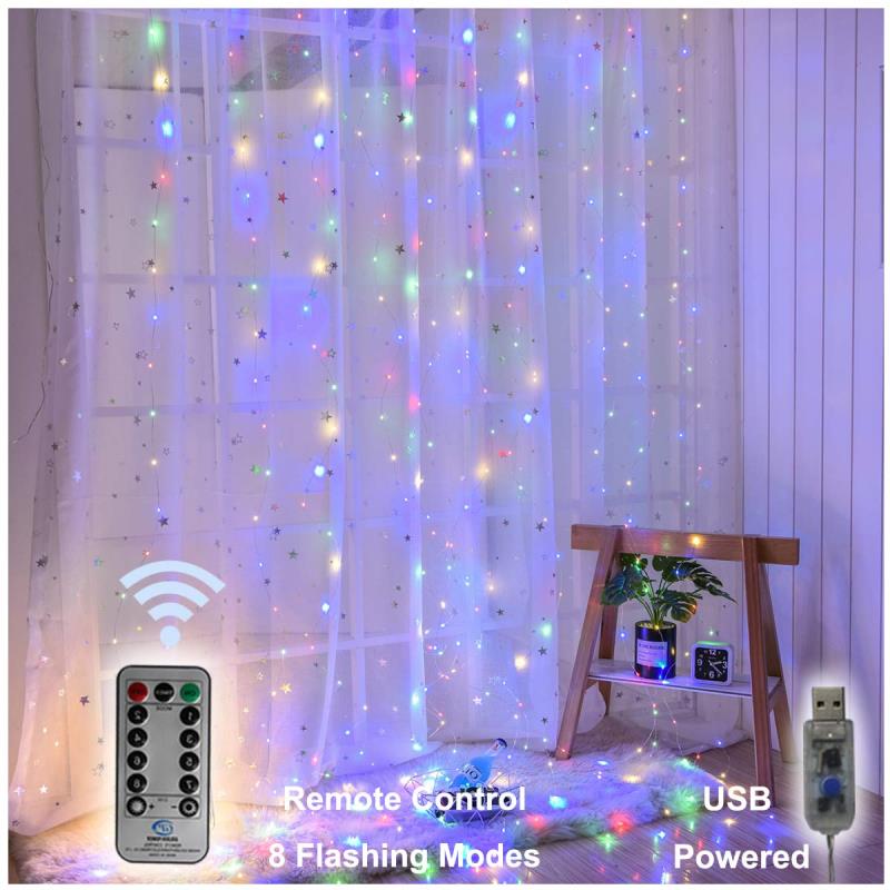 USB Operated 3 Meter x 3 Meter 300 Led Fairy Curtain Lights Multi