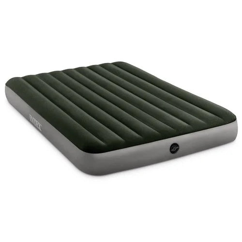 INTEX Fiber Tech Dura Beam Super Queen Size Army Green Inflatable Air Bed with Electric Pump