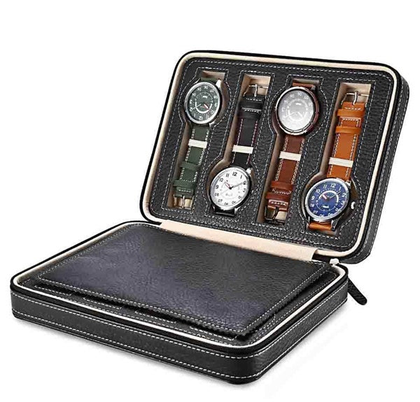 8 Slots Travel Watch Case Black