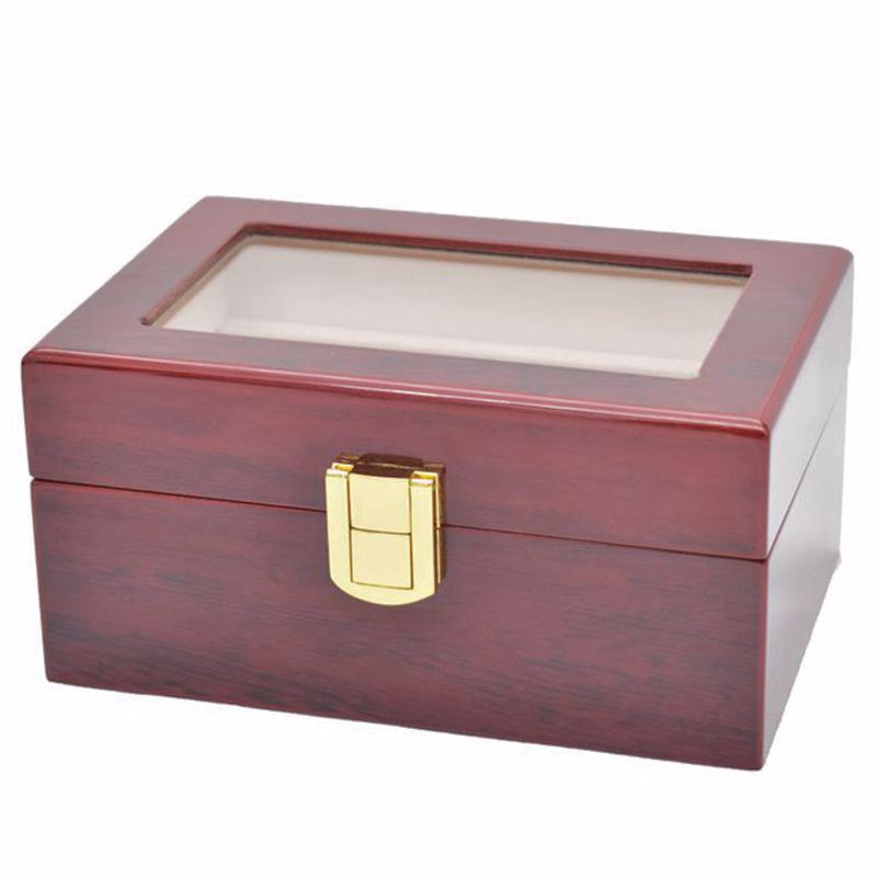 3 Slots Rose Wood Watch Storage Box.