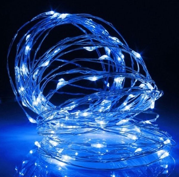 Static Mode - 20 Meters 200 Led USB Silver Wire String Light, Blue