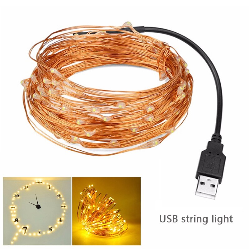 Static Mode - 5 Meters 50 Led USB Copper Wire String Light, Warm White