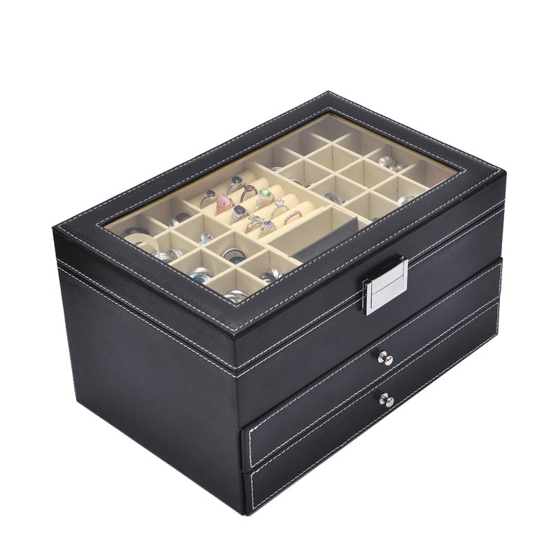 3 Tier PU Black Multi Purpose Jewelry Box