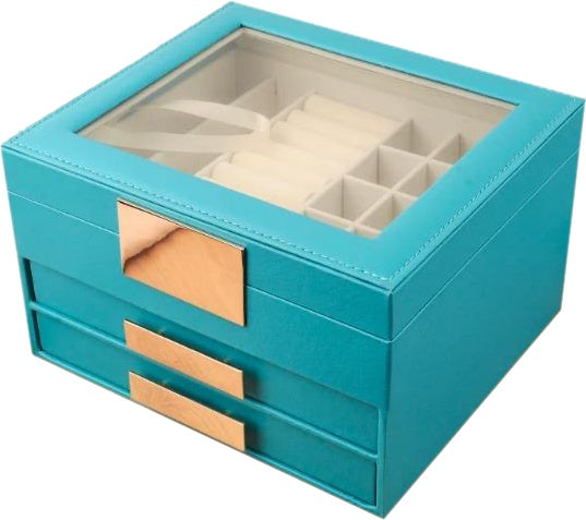 [ STARZ ] 3 Layer PU Jewelry Storage Box , Blue